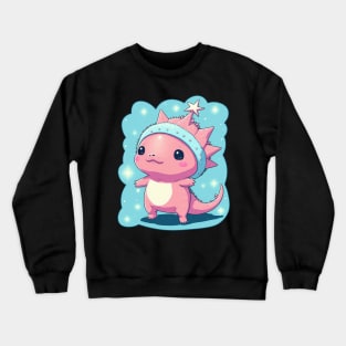 Cute reptile character with a snowy star theme Crewneck Sweatshirt